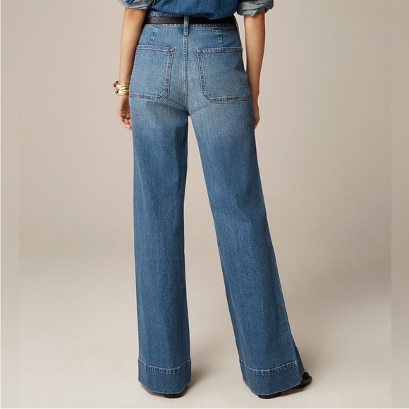 J. Crew High Rise Sailor Denim Trouser Wide Leg Jeans in 1996 Semi Stretch-31x32 - Picture 3 of 13